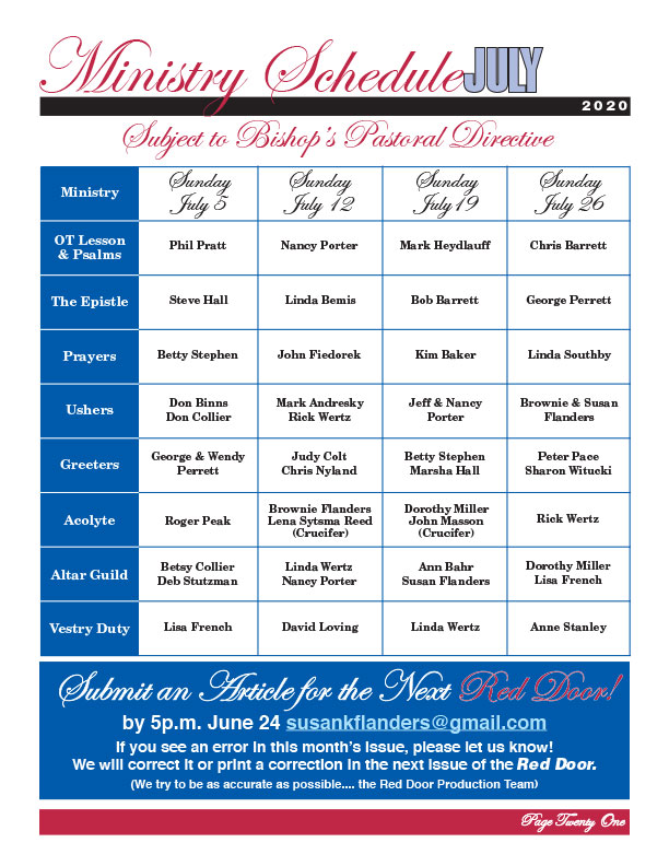 Sunday Ministry Schedule Christ Episcopal Church Celebrating God s 